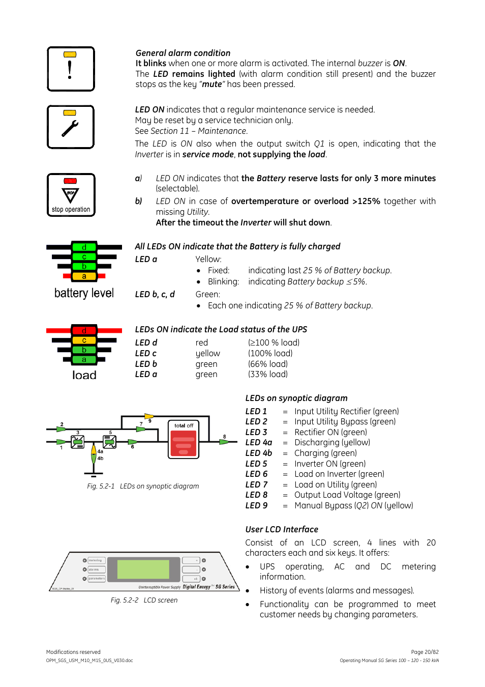 GE Industrial Solutions SG Series 100 – 120 – 150 kVA Operating Manual User Manual | Page 20 / 82