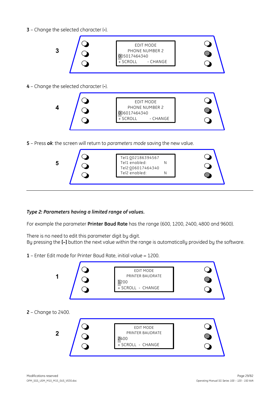 GE Industrial Solutions SG Series 100 – 120 – 150 kVA Operating Manual User Manual | Page 29 / 82