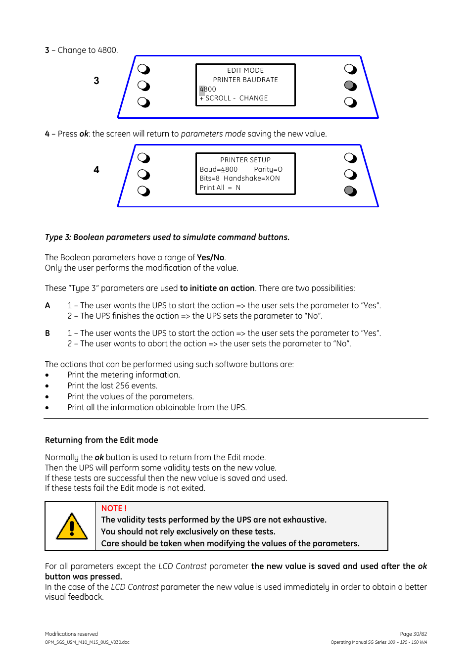 GE Industrial Solutions SG Series 100 – 120 – 150 kVA Operating Manual User Manual | Page 30 / 82