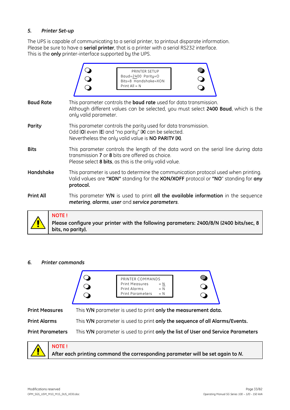 GE Industrial Solutions SG Series 100 – 120 – 150 kVA Operating Manual User Manual | Page 33 / 82