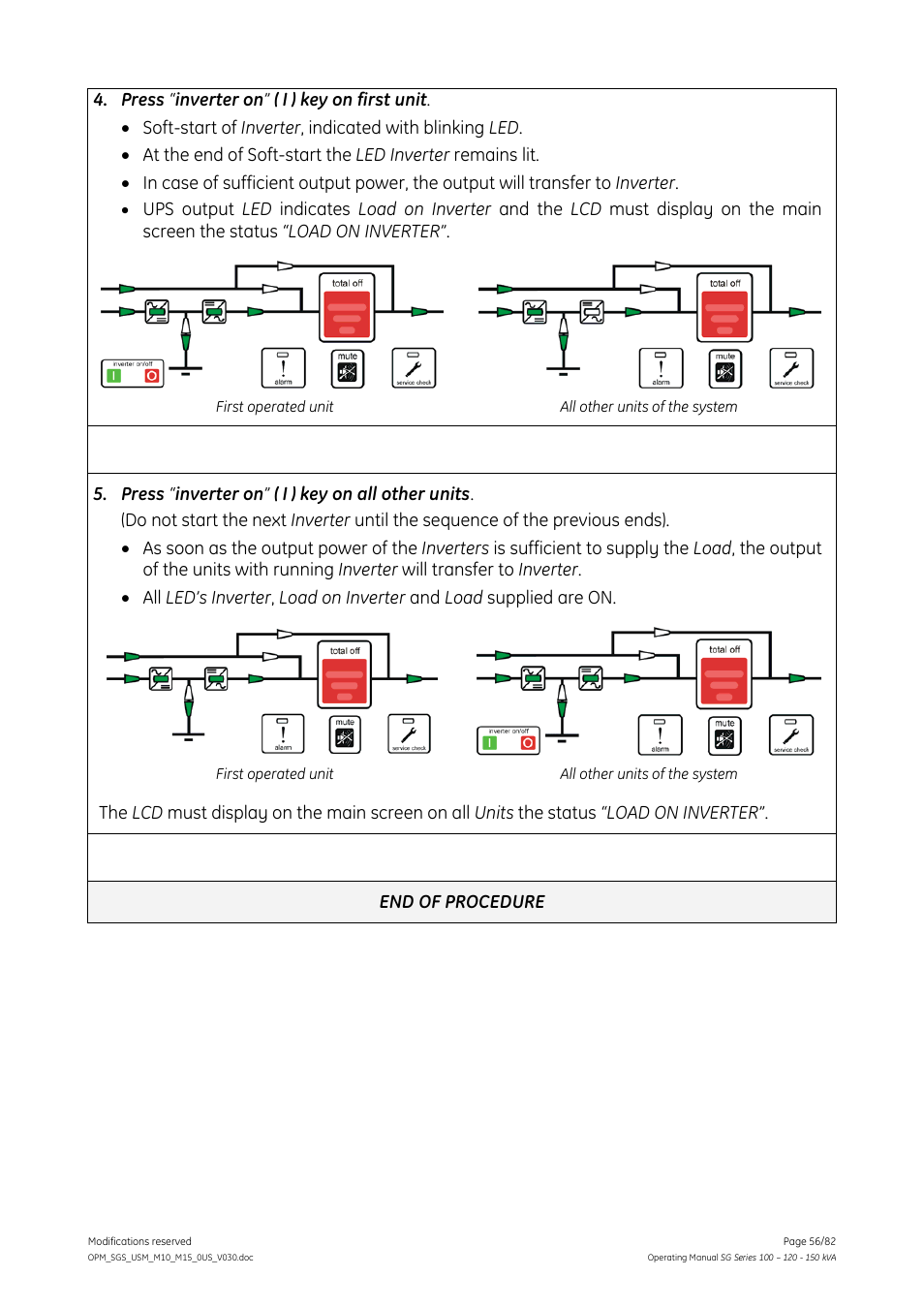 GE Industrial Solutions SG Series 100 – 120 – 150 kVA Operating Manual User Manual | Page 56 / 82