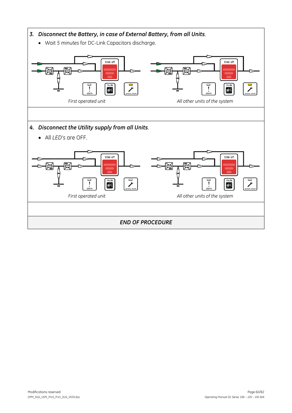 GE Industrial Solutions SG Series 100 – 120 – 150 kVA Operating Manual User Manual | Page 60 / 82