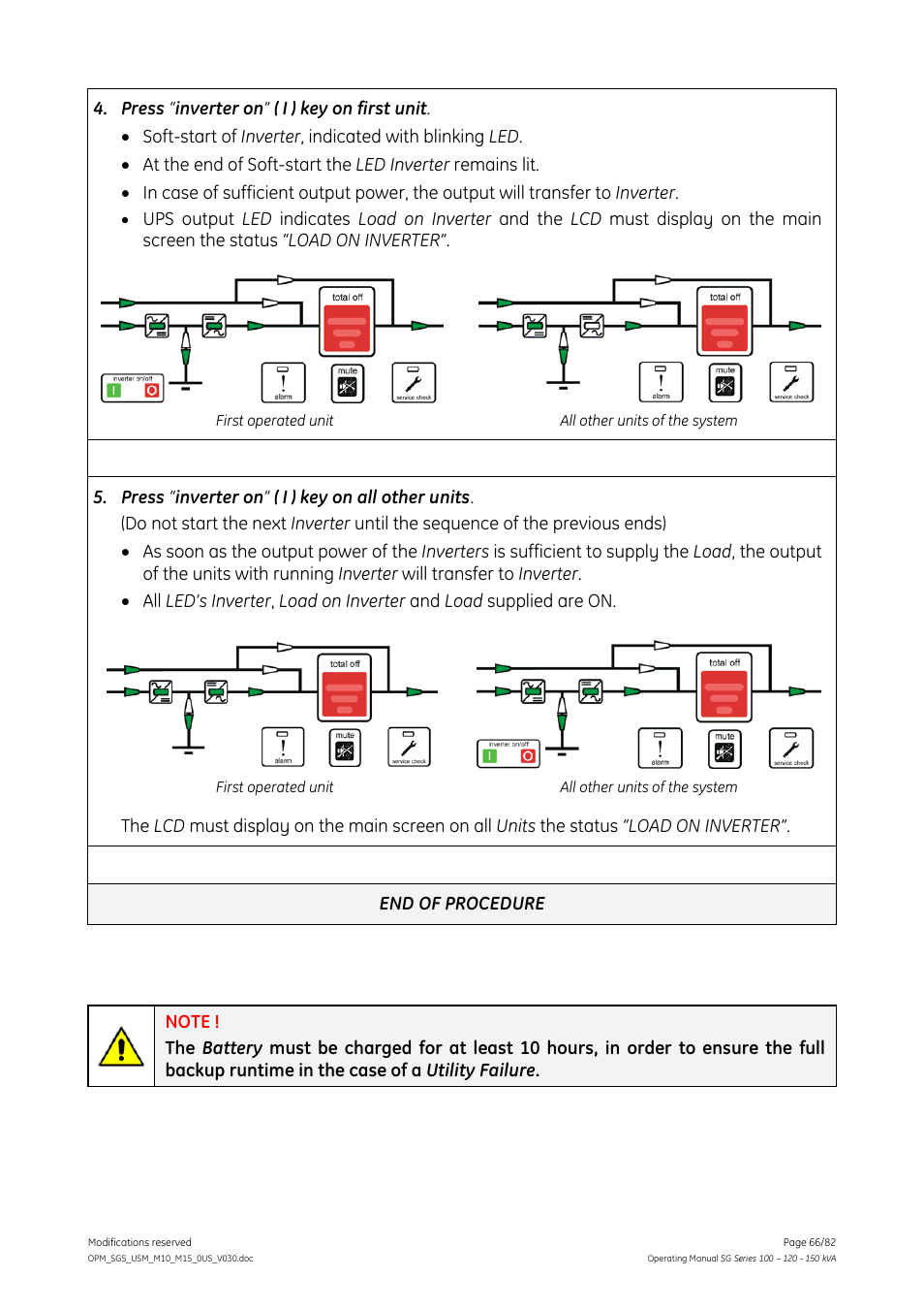 GE Industrial Solutions SG Series 100 – 120 – 150 kVA Operating Manual User Manual | Page 66 / 82