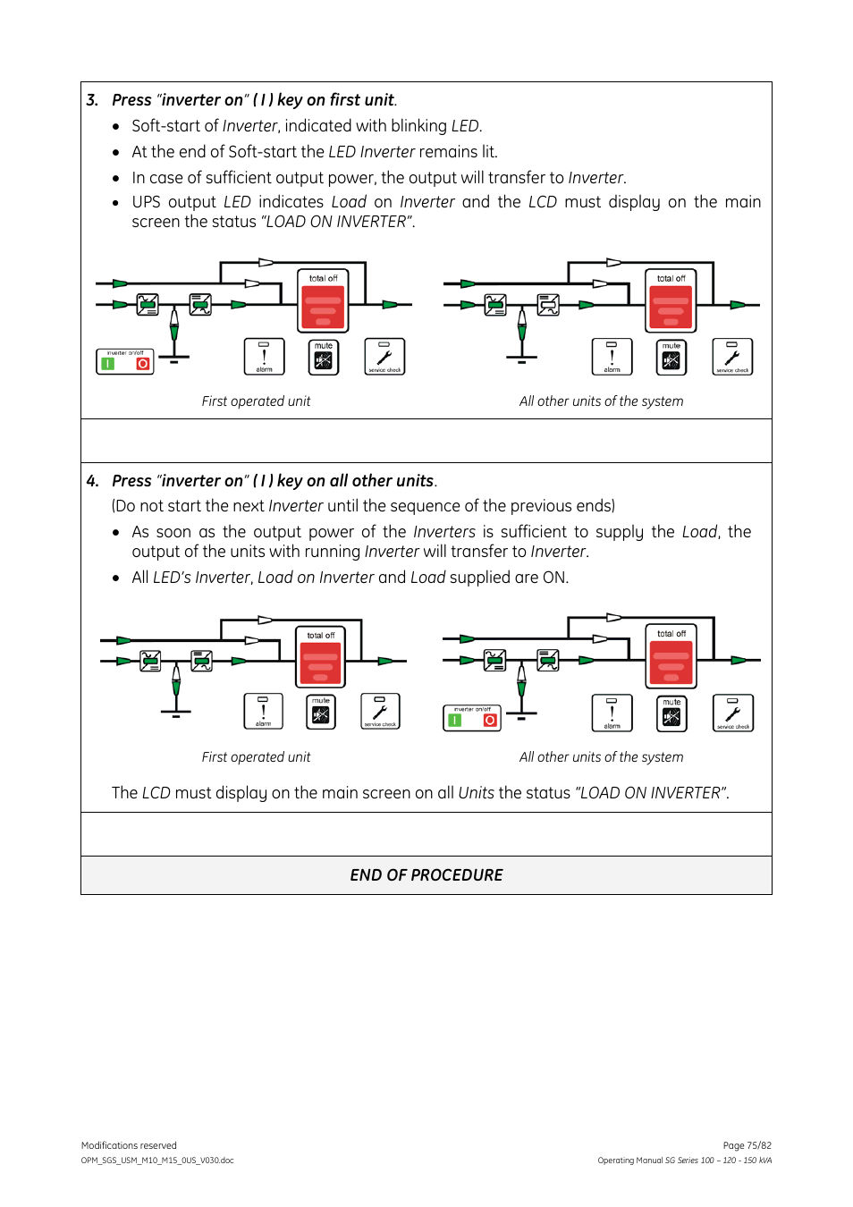 GE Industrial Solutions SG Series 100 – 120 – 150 kVA Operating Manual User Manual | Page 75 / 82