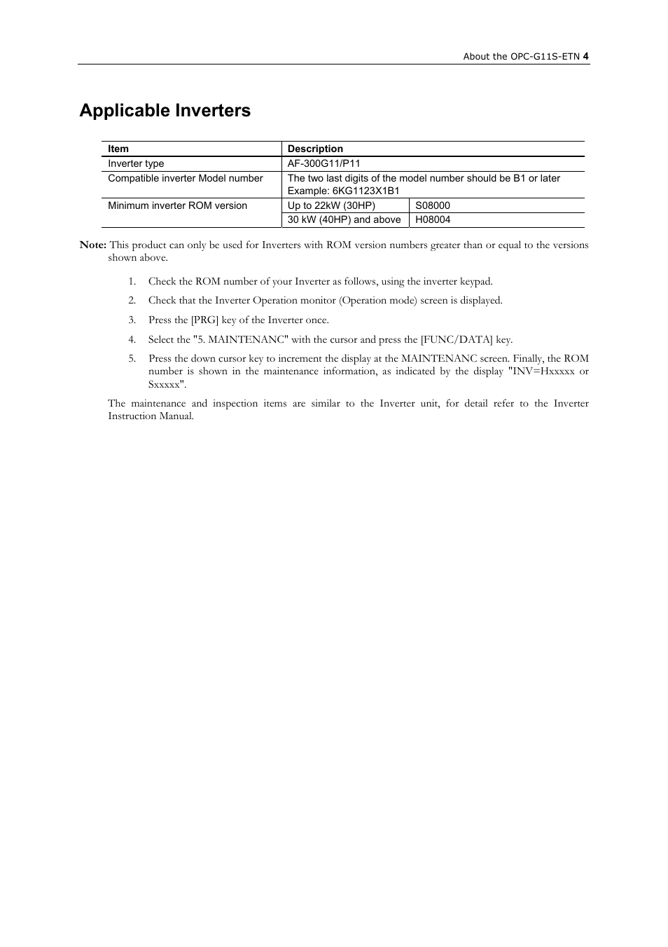 Applicable inverters | GE Industrial Solutions AF-300 P11_G11 Ethernet Interface User Manual | Page 10 / 55