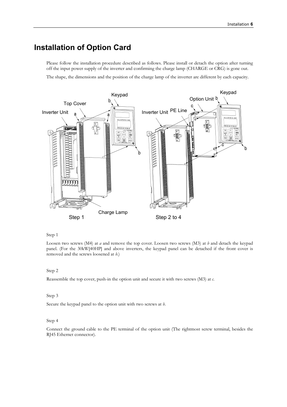 Installation of option card | GE Industrial Solutions AF-300 P11_G11 Ethernet Interface User Manual | Page 12 / 55