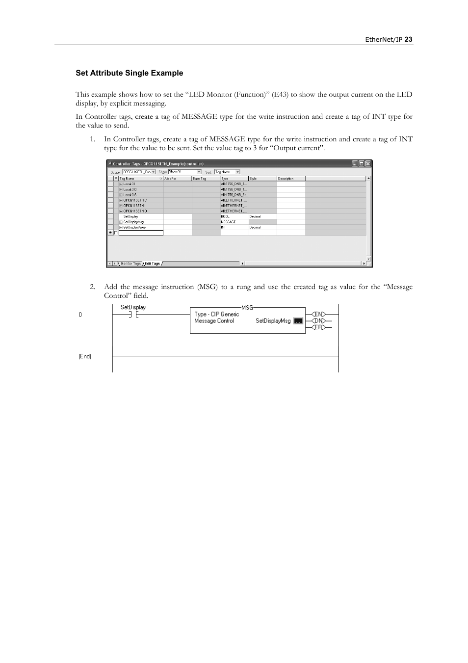 Set attribute single example | GE Industrial Solutions AF-300 P11_G11 Ethernet Interface User Manual | Page 29 / 55