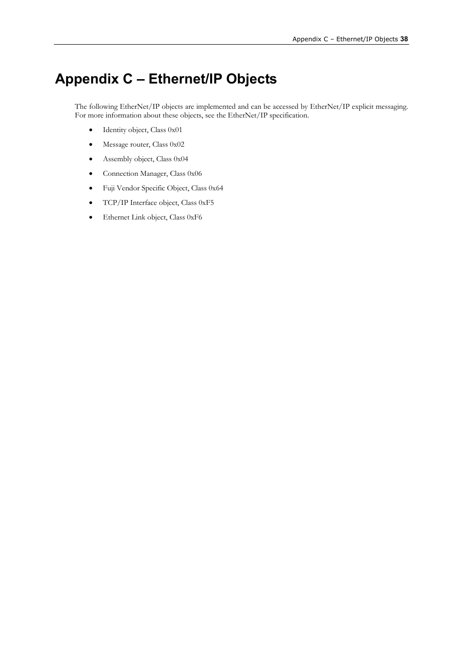 Appendix c – ethernet/ip objects | GE Industrial Solutions AF-300 P11_G11 Ethernet Interface User Manual | Page 44 / 55