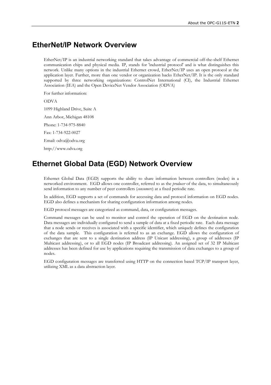 Ethernet/ip network overview, Ethernet global data (egd) network overview | GE Industrial Solutions AF-300 P11_G11 Ethernet Interface User Manual | Page 8 / 55