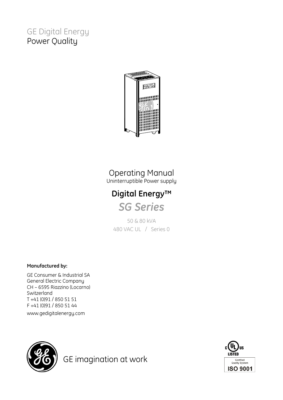 GE Industrial Solutions SG Series 50 & 80 kVA Operating Manual User Manual | 82 pages