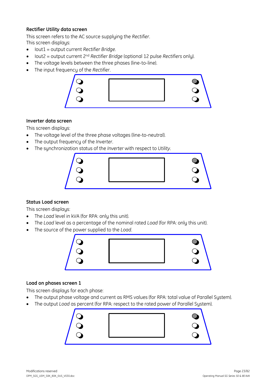 GE Industrial Solutions SG Series 50 & 80 kVA Operating Manual User Manual | Page 23 / 82