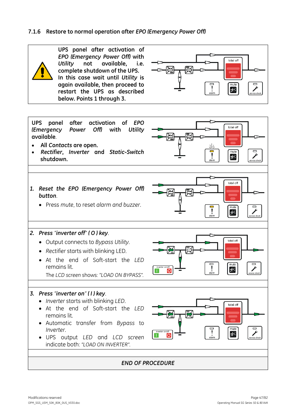 GE Industrial Solutions SG Series 50 & 80 kVA Operating Manual User Manual | Page 47 / 82