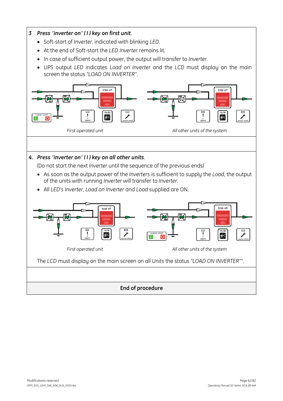 GE Industrial Solutions SG Series 50 & 80 kVA Operating Manual User Manual | Page 62 / 82