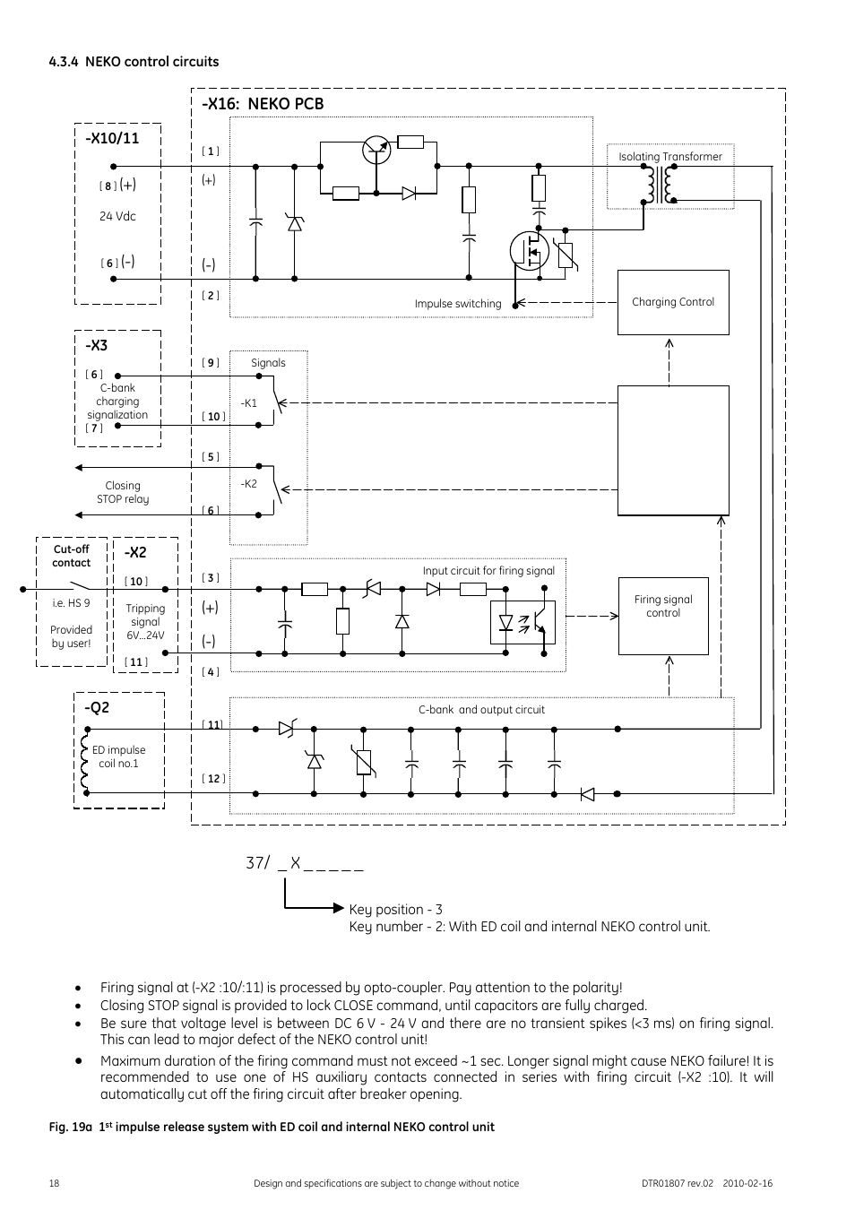 4 neko control circuits, 37/ _ x, X16: neko pcb | GE Industrial Solutions GERAPID 8007R, 10007R WITH ARC CHUTES 1X2, 1X3 User Manual | Page 18 / 41