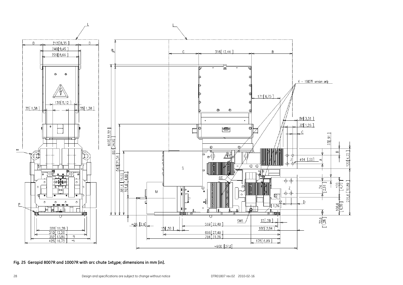 GE Industrial Solutions GERAPID 8007R, 10007R WITH ARC CHUTES 1X2, 1X3 User Manual | Page 28 / 41