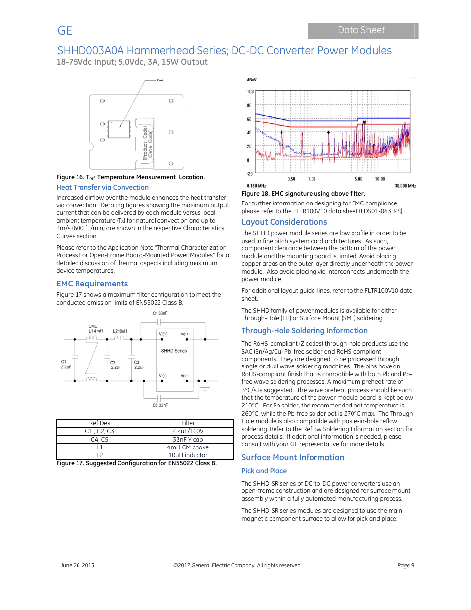 Data sheet | GE Industrial Solutions SHHD003A0A Hammerhead Series User Manual | Page 9 / 16