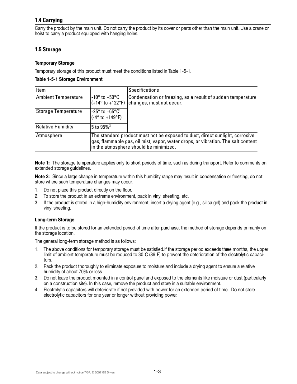 4 carrying, 5 storage | GE Industrial Solutions AF-300 P11 User Manual | Page 16 / 154