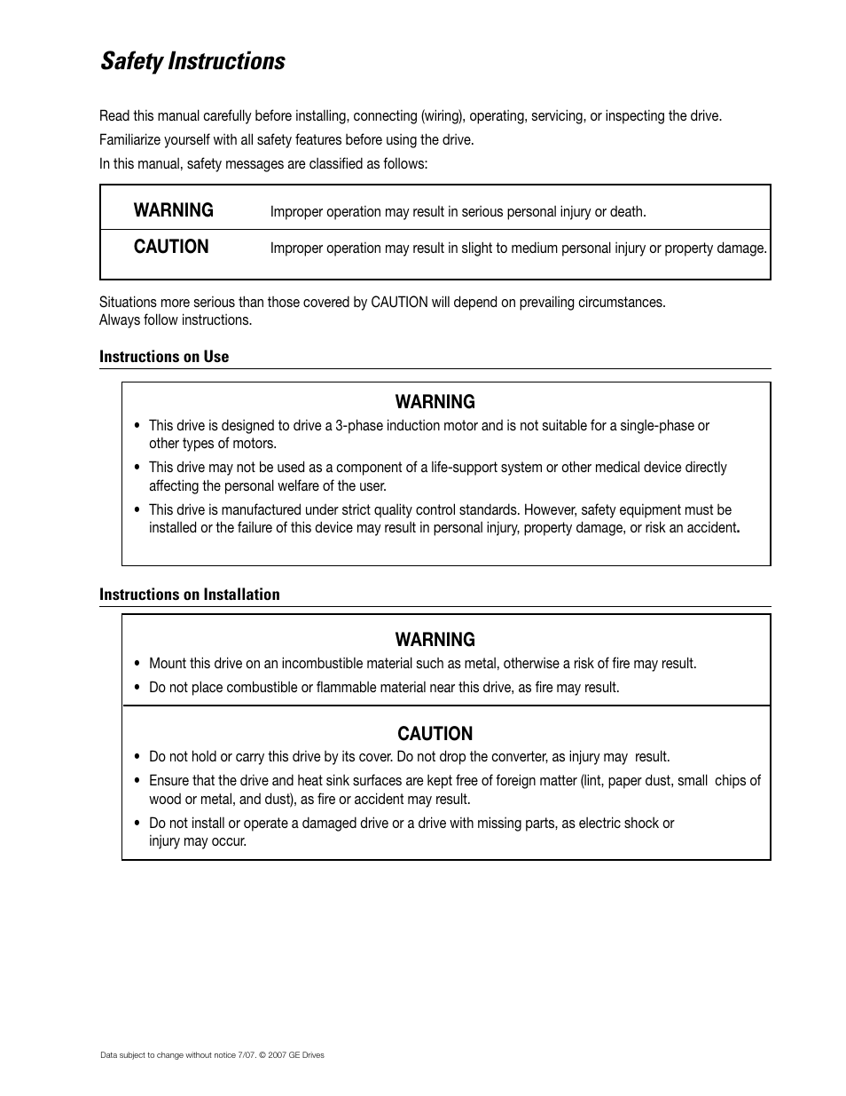 Preface, Safety instructions | GE Industrial Solutions AF-300 P11 User Manual | Page 6 / 154