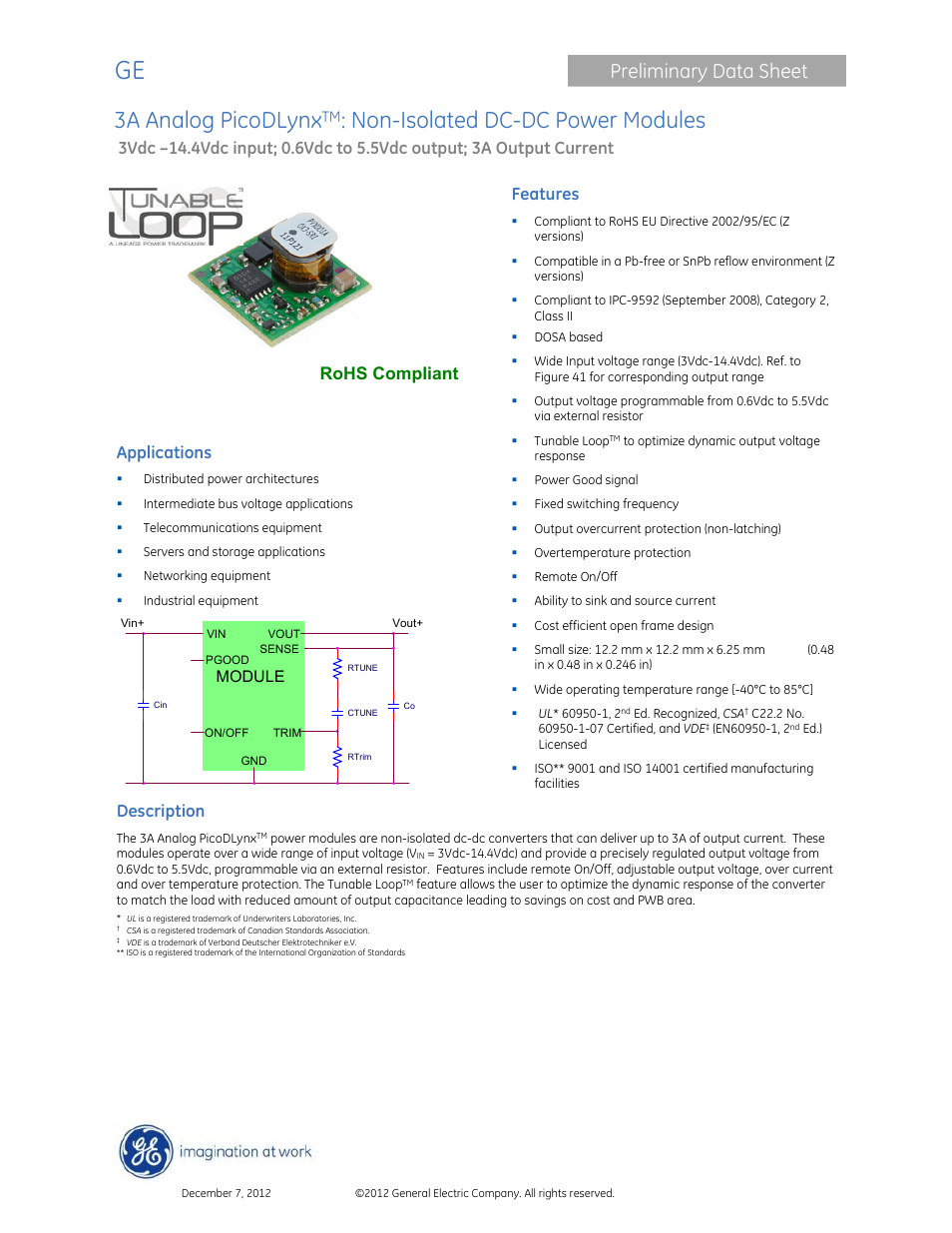 GE Industrial Solutions 3A Analog PicoDLynx User Manual | 23 pages