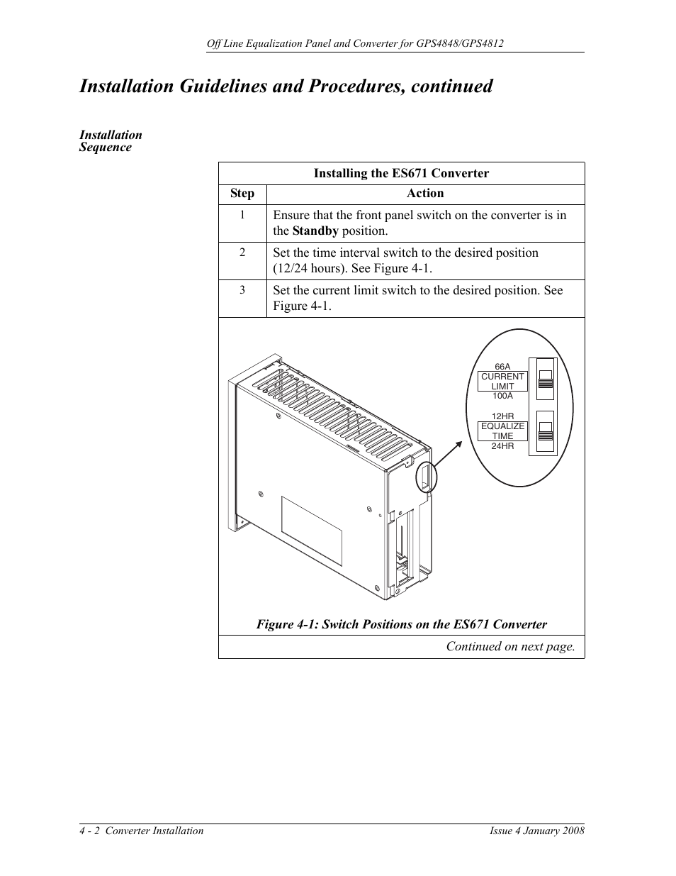 Installation sequence, Installation guidelines and procedures, continued | GE Industrial Solutions Off Line Equalization (OLE) User Manual | Page 20 / 32