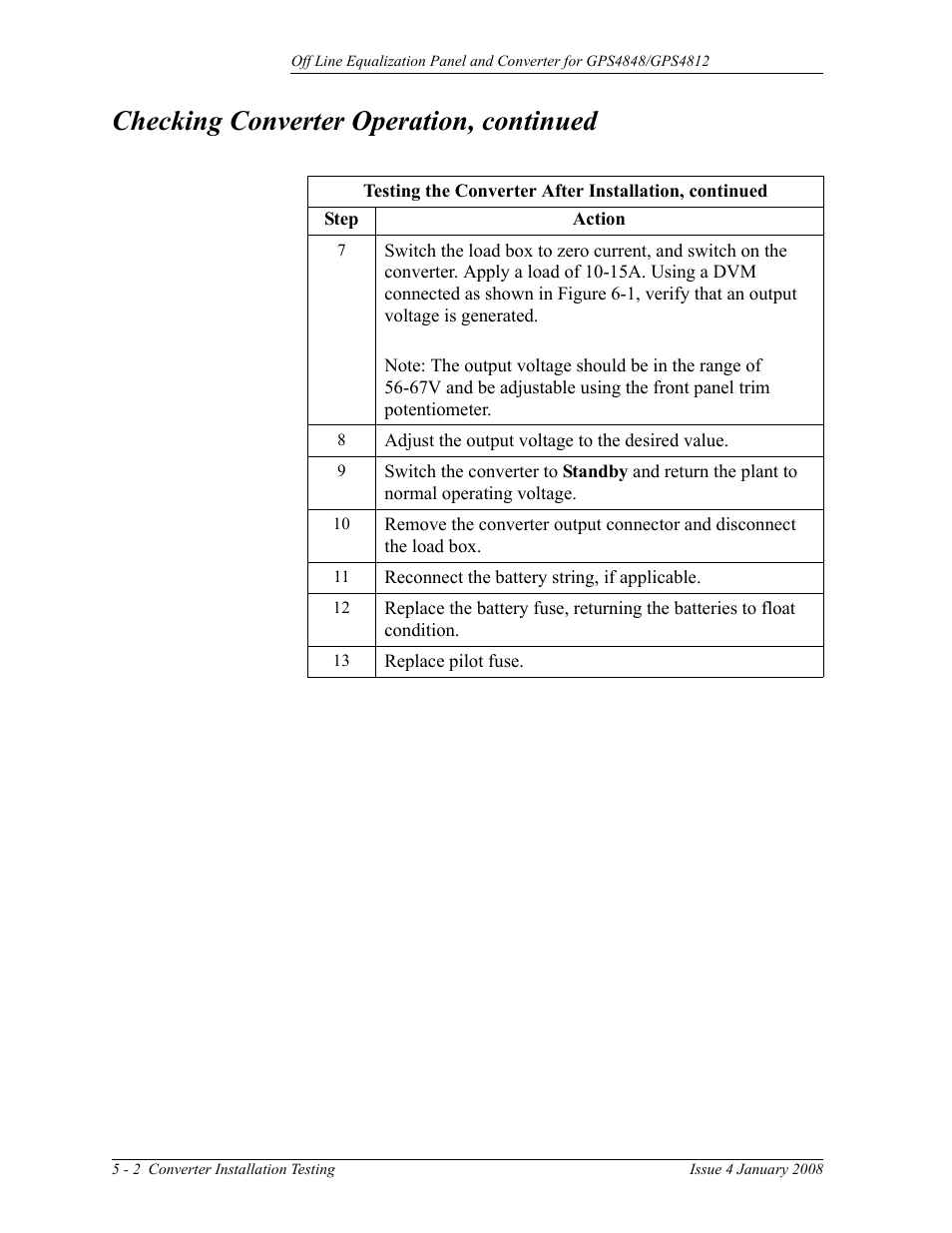 Checking converter operation, continued | GE Industrial Solutions Off Line Equalization (OLE) User Manual | Page 24 / 32