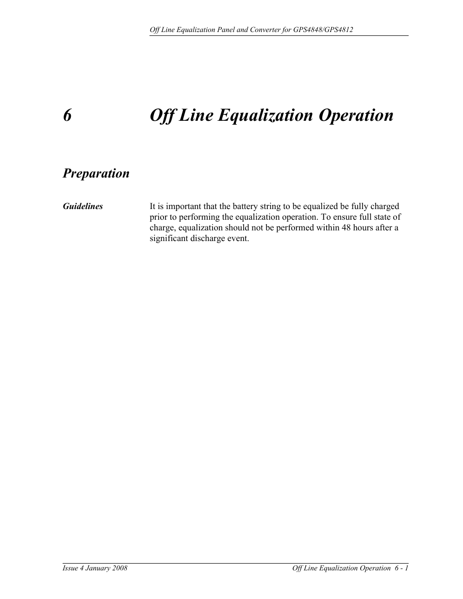 Preparation, 6 off line equalization operation, 6off line equalization operation | GE Industrial Solutions Off Line Equalization (OLE) User Manual | Page 25 / 32
