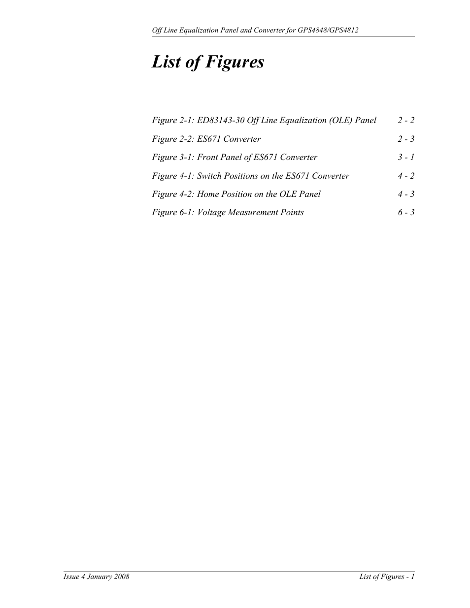 List of figures | GE Industrial Solutions Off Line Equalization (OLE) User Manual | Page 7 / 32