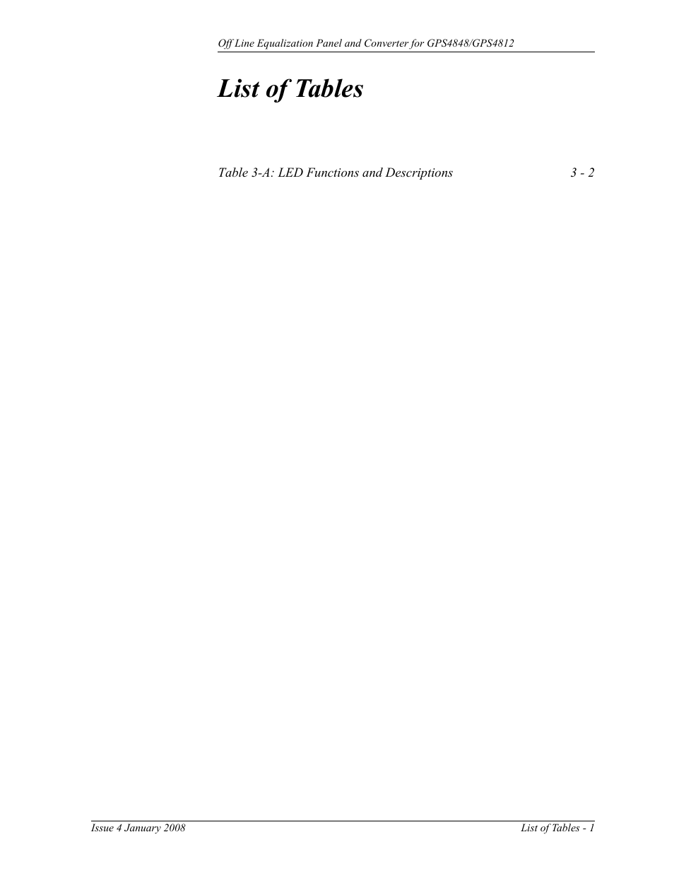 List of tables | GE Industrial Solutions Off Line Equalization (OLE) User Manual | Page 9 / 32