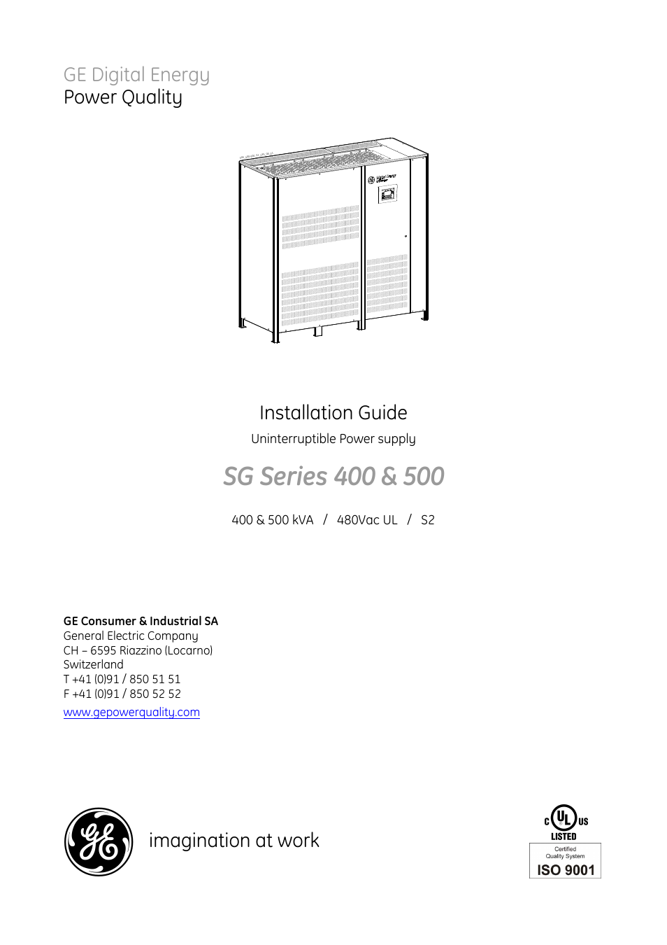GE Industrial Solutions SG Series 400 & 500 Installation Guide User Manual | 41 pages