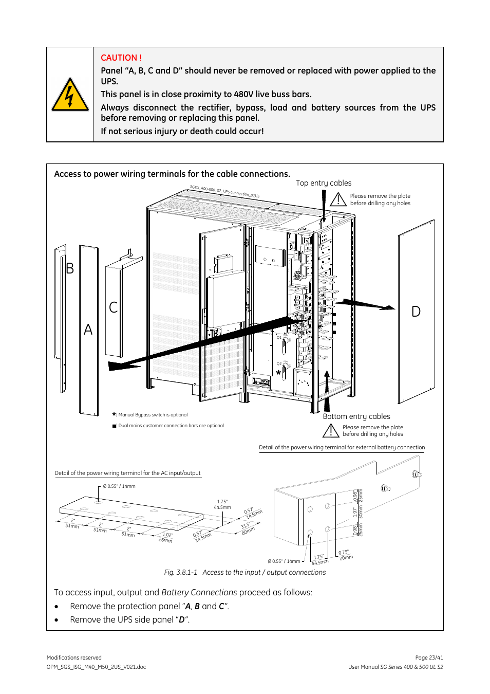 Ac b d | GE Industrial Solutions SG Series 400 & 500 Installation Guide User Manual | Page 23 / 41