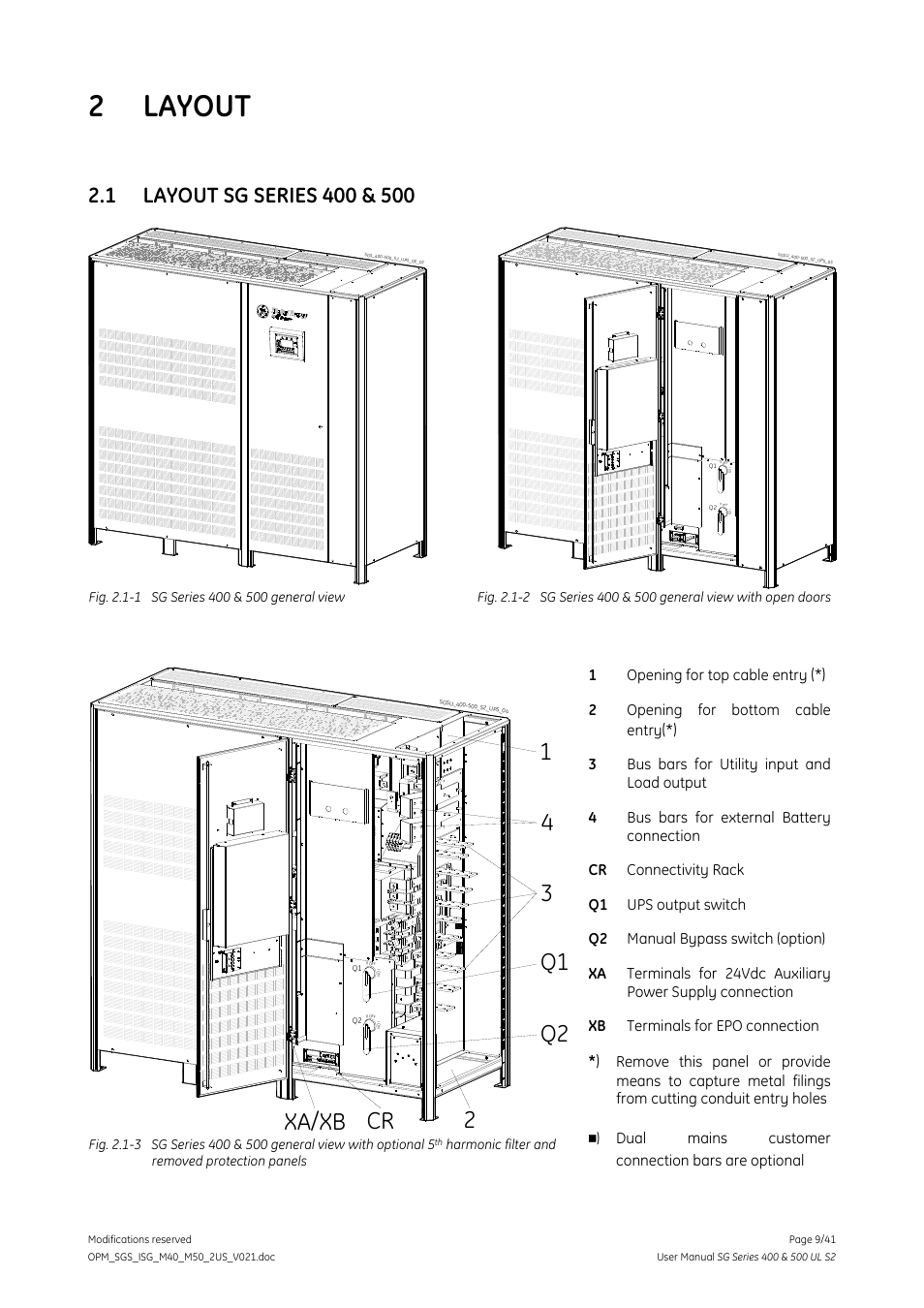2 layout, 1 layout sg series 400 & 500, Layout | Layout sg series 400 & 500 | GE Industrial Solutions SG Series 400 & 500 Installation Guide User Manual | Page 9 / 41