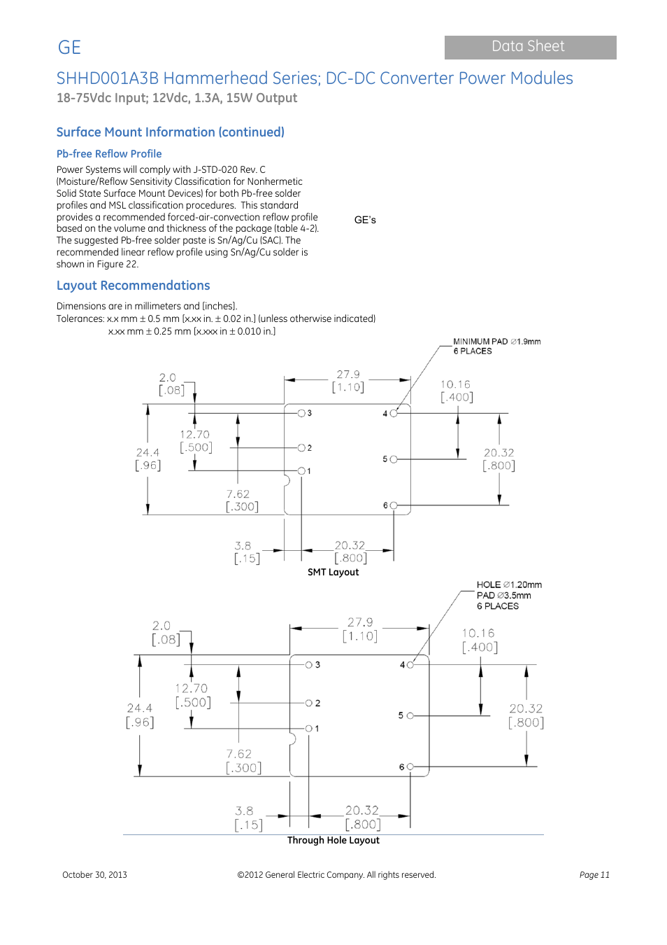 Data sheet | GE Industrial Solutions SHHD001A3B Hammerhead Series User Manual | Page 11 / 15