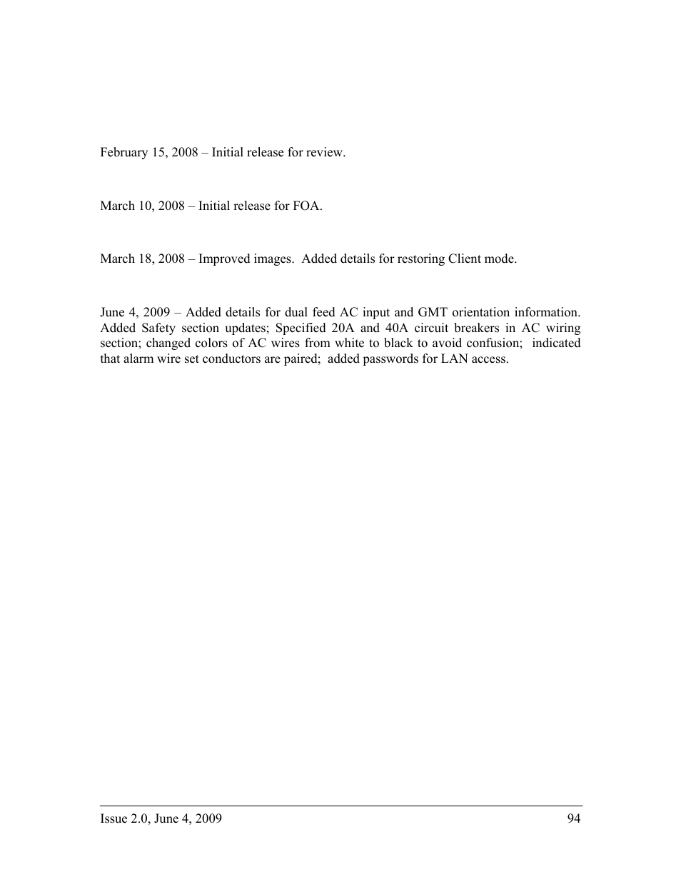 Revision history | GE Industrial Solutions H2007001 G11 Series User Manual | Page 94 / 94