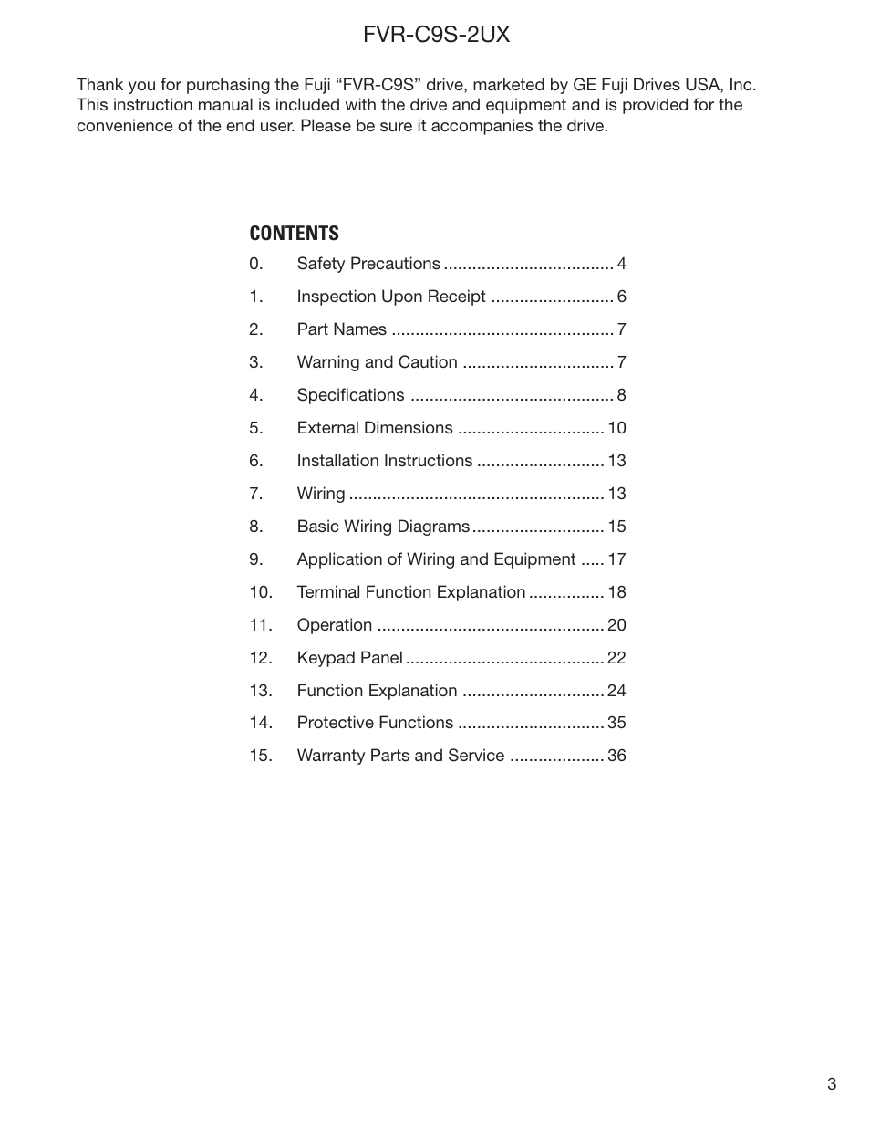 Fvr-c9s-2ux | GE Industrial Solutions FVR-C9S-2UX Drive Series User Manual | Page 3 / 40