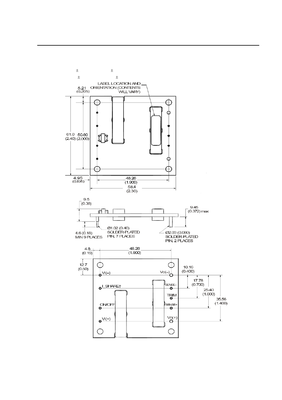 Mechanical outline | GE Industrial Solutions JRW017-040-060-065-070 Series User Manual | Page 22 / 24
