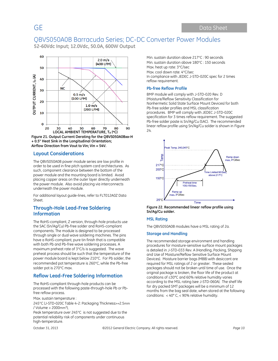 Data sheet | GE Industrial Solutions QBVS050A0B Barracuda Series User Manual | Page 10 / 16