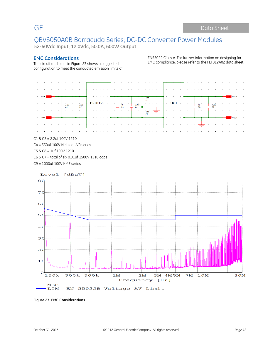 Data sheet | GE Industrial Solutions QBVS050A0B Barracuda Series User Manual | Page 12 / 16