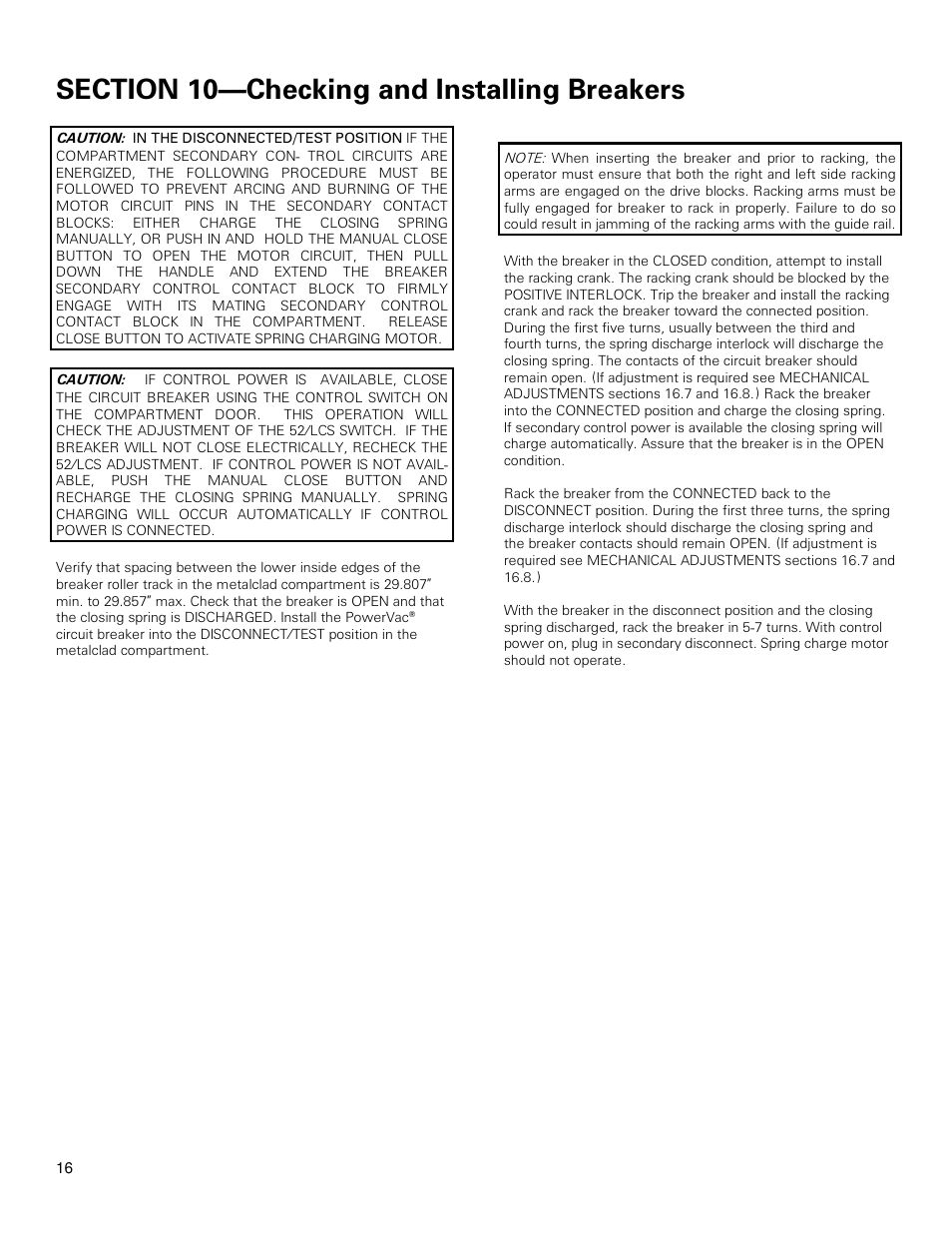 GE Industrial Solutions PowerVac with ML-18 or ML-18H Mechanism User Manual | Page 16 / 44