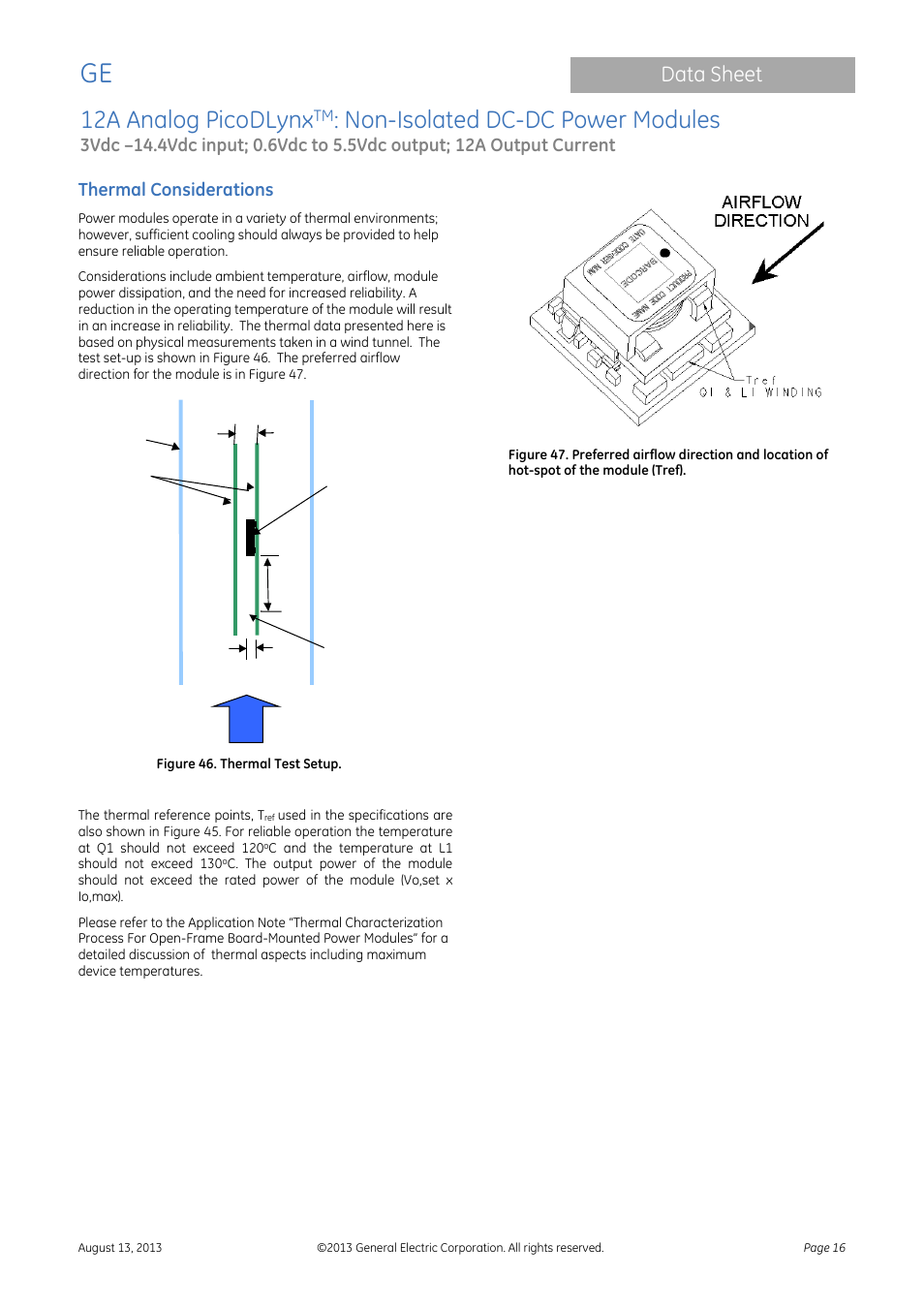 Thermal considerations, 12a analog picodlynx, Non-isolated dc-dc power modules | Data sheet | GE Industrial Solutions 12A Analog PicoDLynx User Manual | Page 16 / 23
