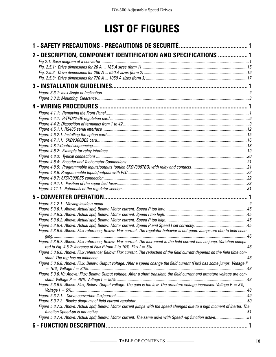 List of figures, 3 - installation guidelines, 4 - wiring procedures | 5 - converter operation, 6 - function description | GE Industrial Solutions DV-300 DC Drive Users Manual User Manual | Page 11 / 488