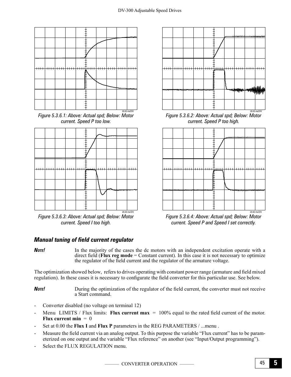 Manual tuning of field current regulator | GE Industrial Solutions DV-300 DC Drive Users Manual User Manual | Page 121 / 488