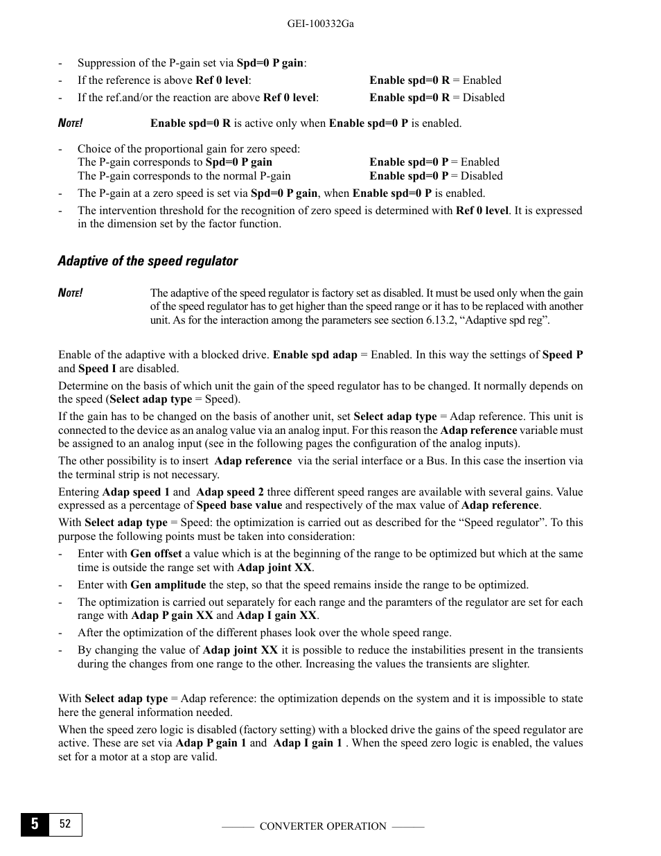 Adaptive of the speed regulator | GE Industrial Solutions DV-300 DC Drive Users Manual User Manual | Page 128 / 488