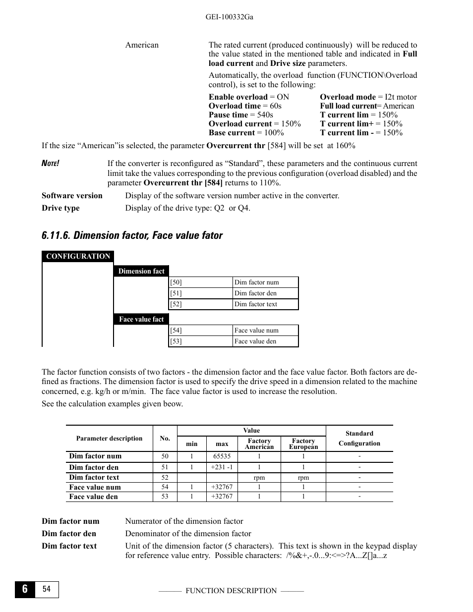 Dimension factor, face value fator | GE Industrial Solutions DV-300 DC Drive Users Manual User Manual | Page 182 / 488