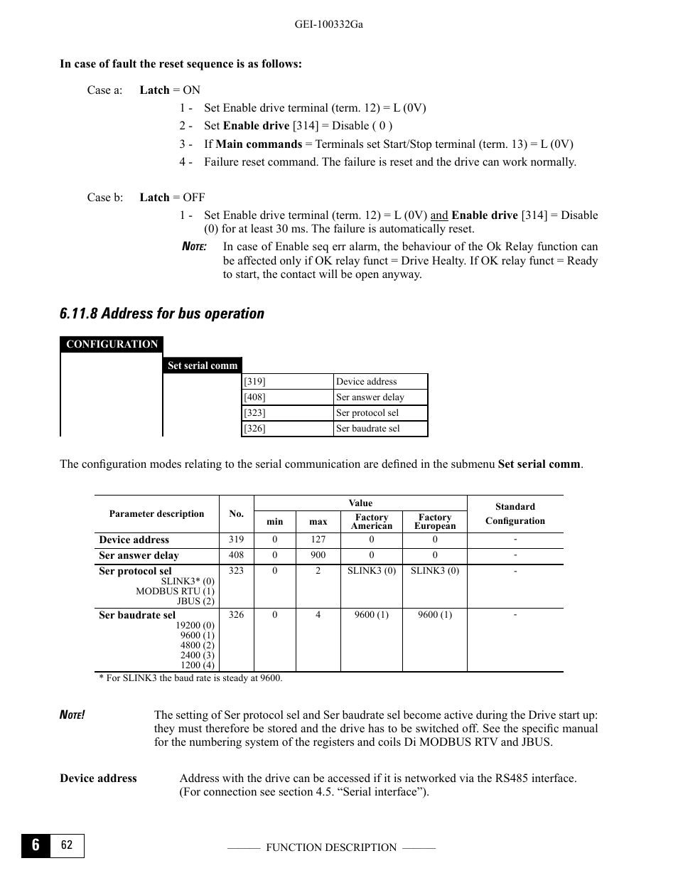 8 address for bus operation | GE Industrial Solutions DV-300 DC Drive Users Manual User Manual | Page 190 / 488