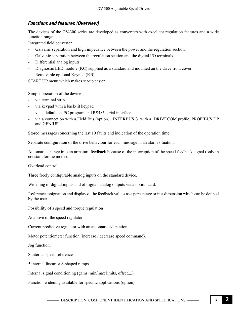 Functions and features (overview) | GE Industrial Solutions DV-300 DC Drive Users Manual User Manual | Page 23 / 488