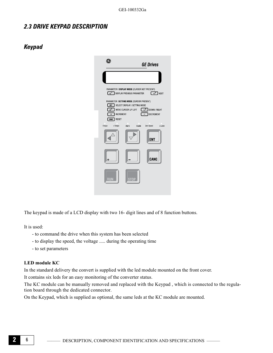 3 drive keypad description, Keypad | GE Industrial Solutions DV-300 DC Drive Users Manual User Manual | Page 26 / 488