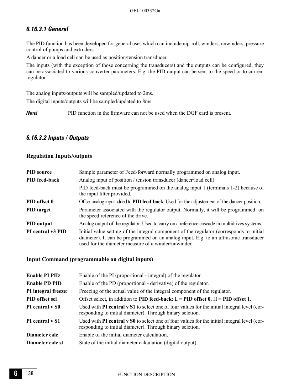 1 general, 2 inputs / outputs, 1 general 6.16.3.2 inputs / outputs | GE Industrial Solutions DV-300 DC Drive Users Manual User Manual | Page 266 / 488