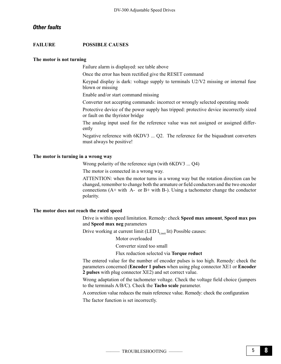 Other faults | GE Industrial Solutions DV-300 DC Drive Users Manual User Manual | Page 355 / 488
