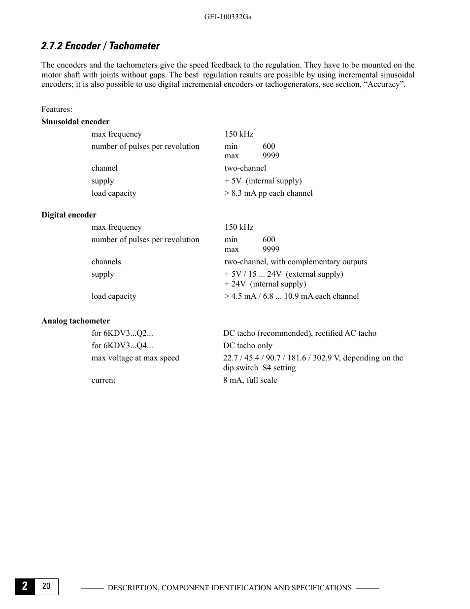 2 encoder / tachometer | GE Industrial Solutions DV-300 DC Drive Users Manual User Manual | Page 40 / 488