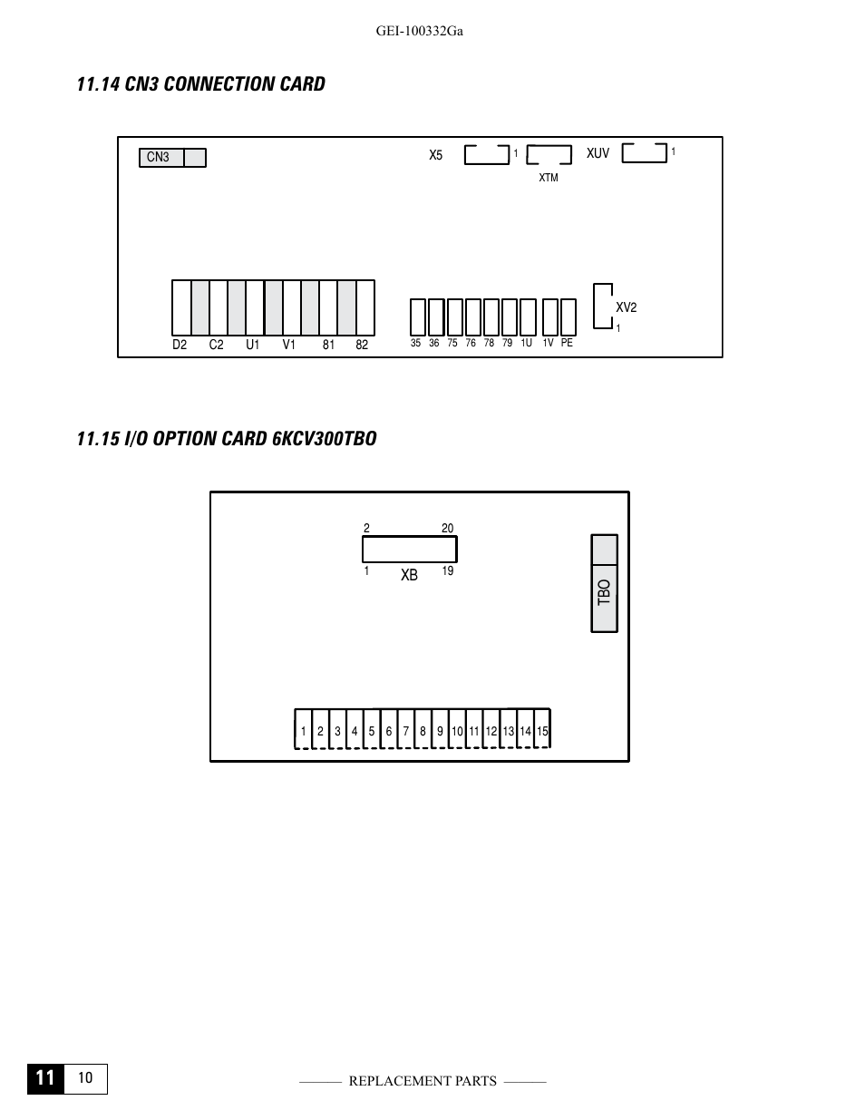 14 cn3 connection card, 15 i/o option card 6kcv300tbo | GE Industrial Solutions DV-300 DC Drive Users Manual User Manual | Page 486 / 488